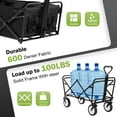 thumbnail image 3 of Collapsible Wagon Cart Folding Wagon Garden Cart Portable Beach Wagon with Wheels & Adjustable Handle for Garden Sport Shopping Beach Trip, Black, 3 of 8