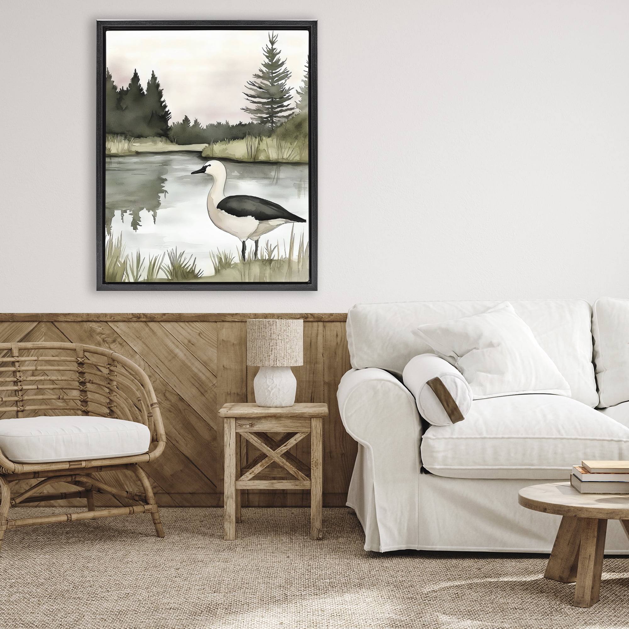Stupell Industries Springtime Serenity Duck Black Framed Floater Canvas Wall Art, design by Riley B