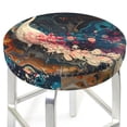thumbnail image 3 of KLL Abstract Peacock Painting Round Bar Chair Cushion Cover 12 inch ,Bar Stool Protector with Elastic, Soft Washable, 3 of 6