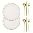 thumbnail image 1 of 8/16pcs Clear Plastic Charger Plates with Gold Beads Rim Acrylic Decorative Service Plate withGold Beads Rim Decorative Service gold8PCS, 1 of 6