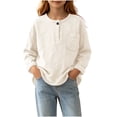 thumbnail image 7 of Bovxnpu Unisex Girls Long Sleeve Shirts Undershirts Long Sleeve Slub Cotton Base Layer Pullover Girls Tops, 7 of 7