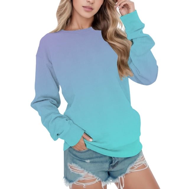 Gibobby Sudadera oversize mujer Sudaderas de moda de gran tamaño para mujer con cuello alto manga larga trajes de otoño 2023(Azul celeste,M)