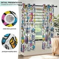thumbnail image 3 of Yayeee Window Curtains Light Filtering 63"x42" Grommet Panel Pair Home Living Room Decor, White Doodle Pattern, 3 of 7