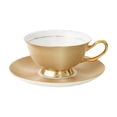 thumbnail image 1 of Juego de taza y platillo de té de cerámica, taza vintage para café con leche, taza de espresso, juego de té de porcelana oro, 1 of 9