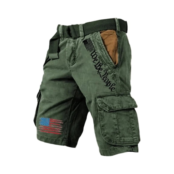 GrmtClth 250th Anniversary Usa Cargo Short for Men Casual 4th Of July Short Pants Classic Multi Pocket Shorts Hunting Clothing Army Green 3XL
