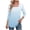 Light Blue, variant on Women's Casual Printed Square Neck Three-Quarter Sleeve Top Fashion Loose Blouse for Party Vacation Travel, Orange XXL
