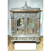 Small Oxidized Handcrafted Home Mandir, Pooja Ghar, Worship Mandapam, Hindu Office Temple, Big Temple with Doors and Drawers, Handmade Temple, Home Decor for Indians Temple Decor - AtoZ India Cart