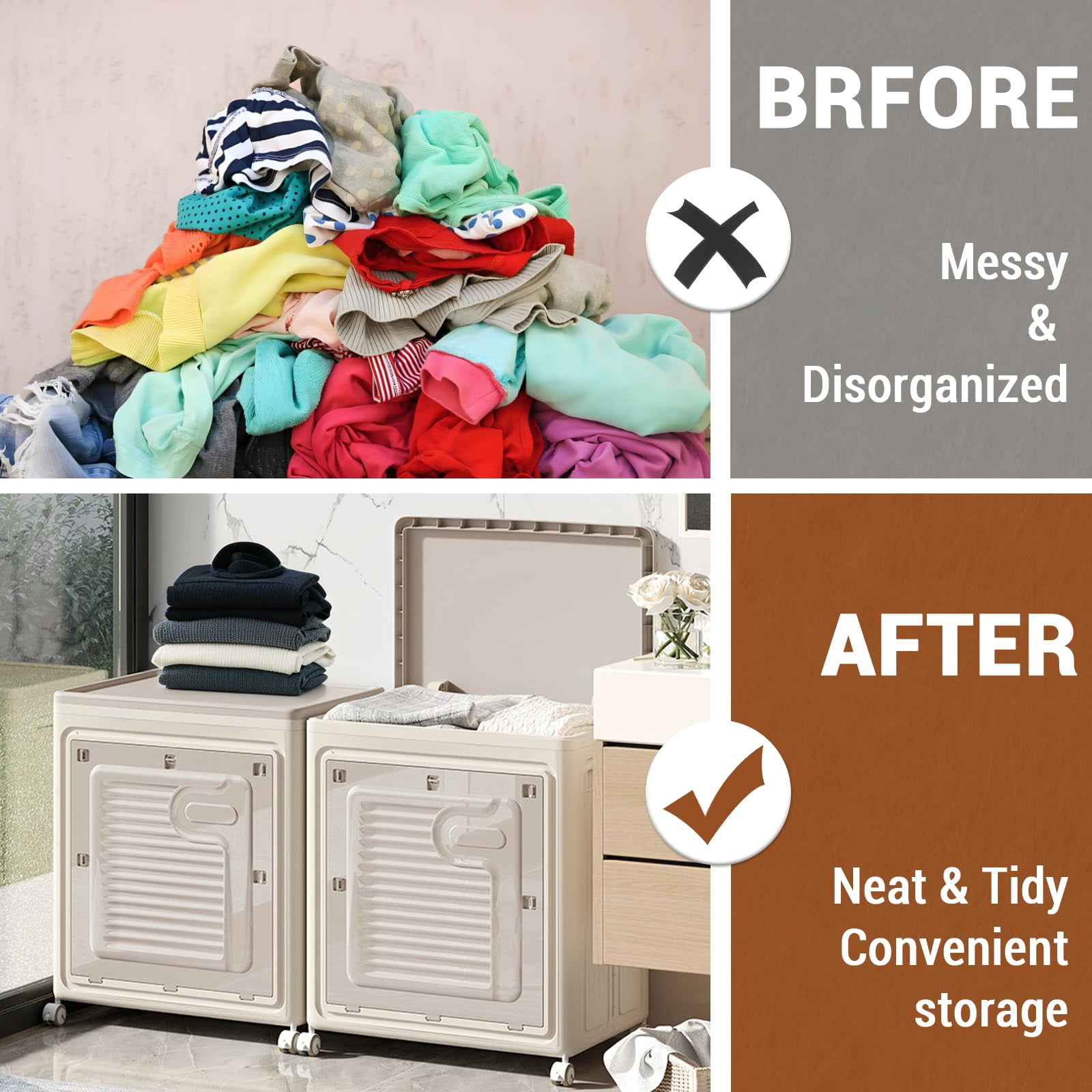 Rolling Laundry Hamper with Lid, 150L Large Capacity Clothes Hampers for Laundry, Plastic Laundry Baskets with Wheels for Laundry Room
