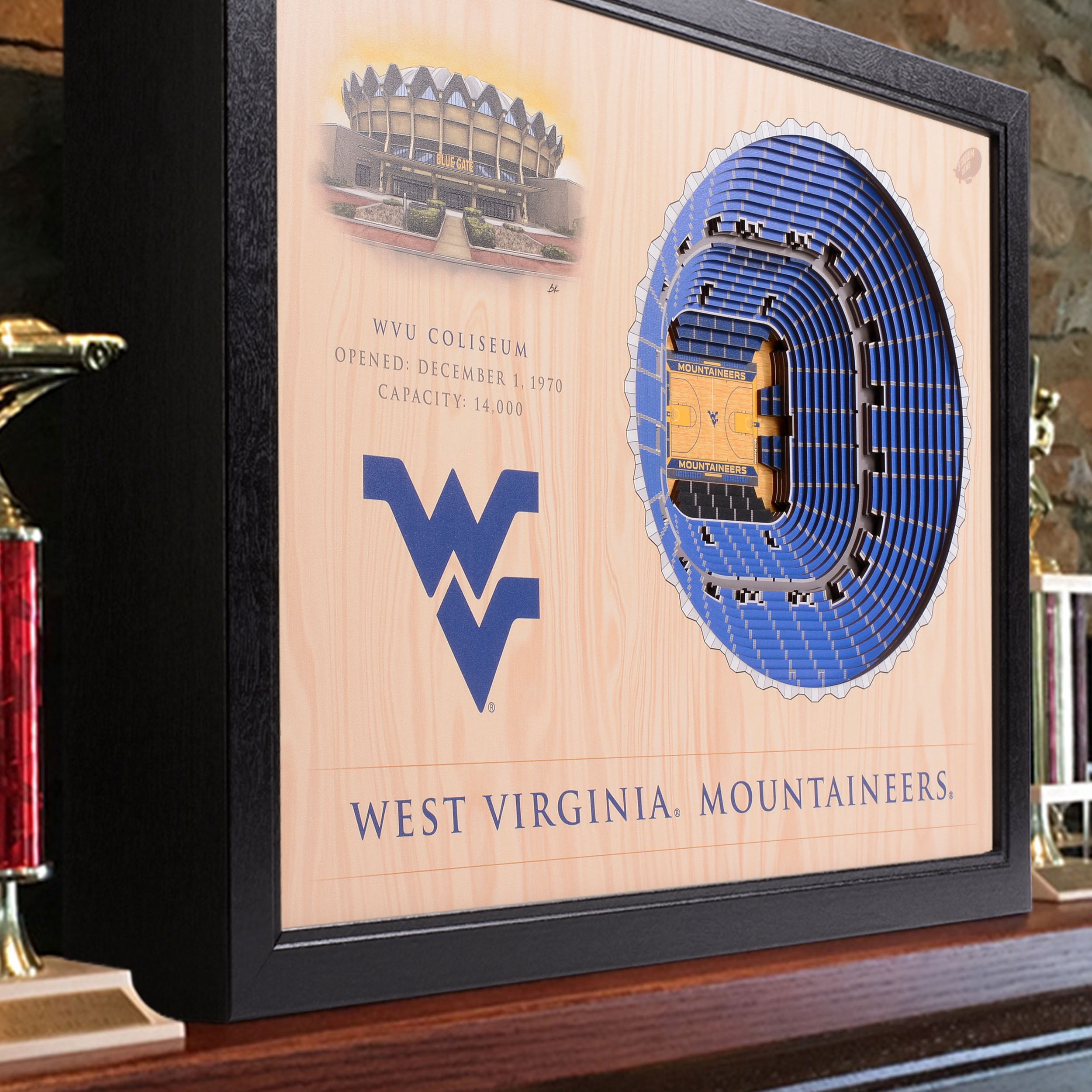 YouTheFan NCAA WV Mountaineers BB 25-Layer Stadiumview Wall Art