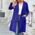 thumbnail image 3 of PENGXIANG Women‘s Spring And Autumn Lapel Wool Solid Color Long Sleeve Wool Long Pocket Jacket Suits, 3 of 6