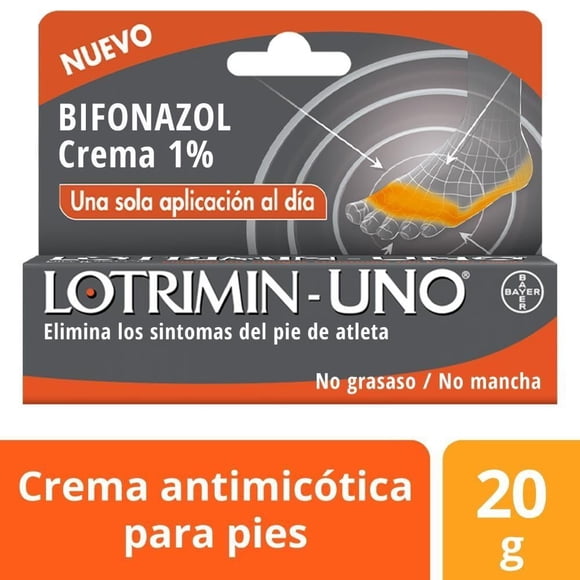 Antimicótico Lotrimin Uno tubo de 2 gr de crema antimicotica contra el pie de atleta