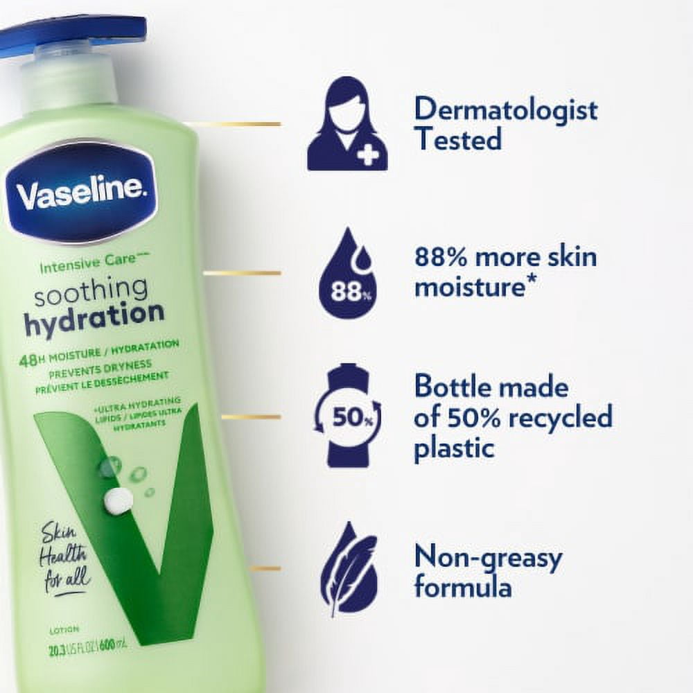 Vaseline Intensive Care Body Lotion Soothing Hydration for Dry Skin with Ultra-Hydrating Lipids