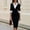 Black, variant on Morttic Women's Contrast Collar 3/4 Sleeve Bodycon Midi Dress – Slim Pencil Elegant Formal Office Dress Business Casual Outfit Wine Red,S