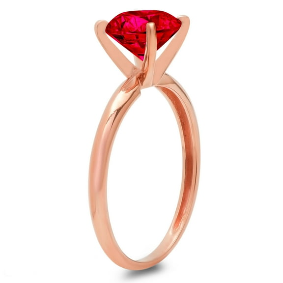 0.5 ct Round Cut Simulated Ruby Solitaire Engagement Ring for Women in 18K Rose Gold