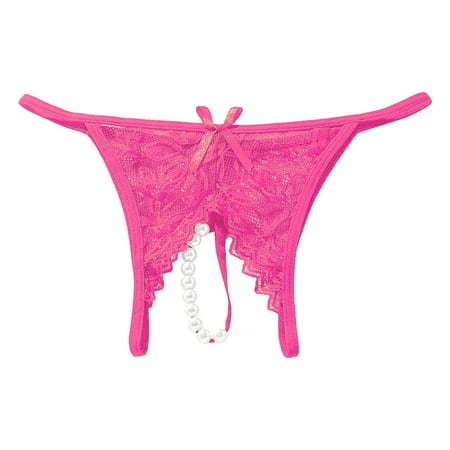 Thongs for Women Hot Pink String Thong Pearls Mini Bikini Cute Lingerie T Pants XL