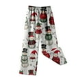 thumbnail image 3 of CONZONE Christmas Womens Pajamas Pants Xmas Snowman Graphic Pjs Bottom for Women Trendy Elastic Waist Wide Leg Fall Winter Sleepwear Loungewear Pants, 3 of 8