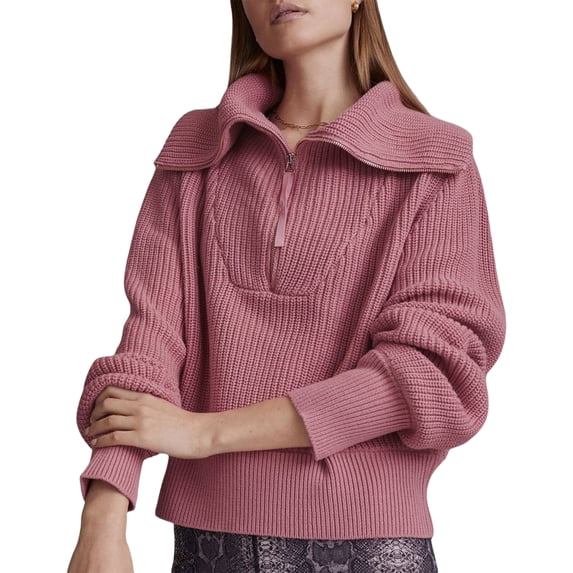 Liacowi Women Juniors Knitted Turtleneck Sweater Long Sleeve Zipped Pullover Retro Jumpers Tops Fall Loose Knitwear for Teen
