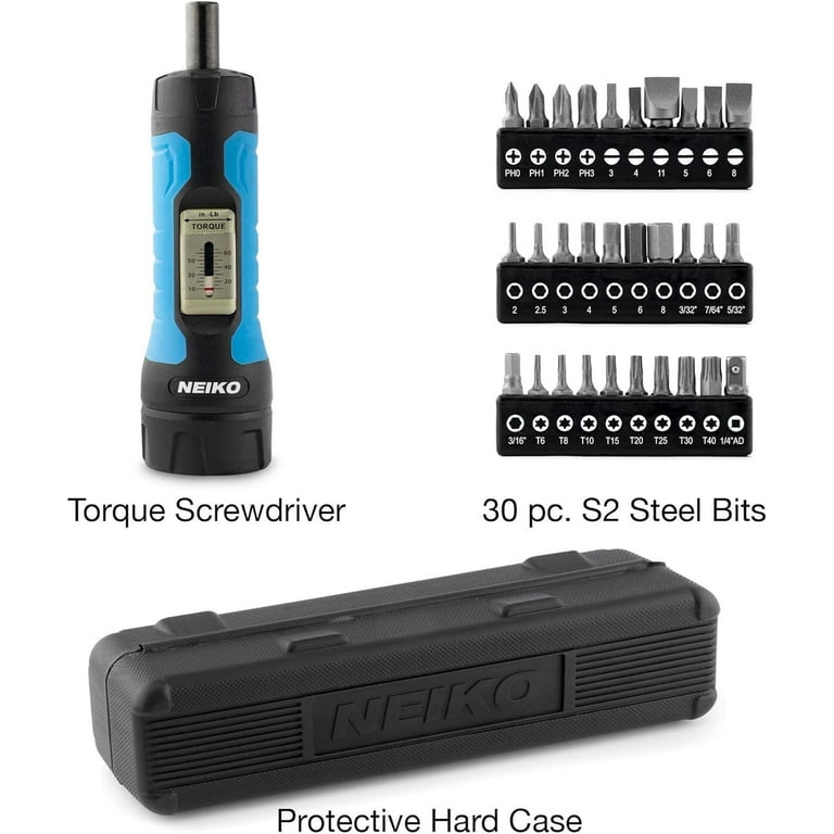 Neiko 10574A 1/4” Drive Torque Wrench Screwdriver Set | 30 Pieces