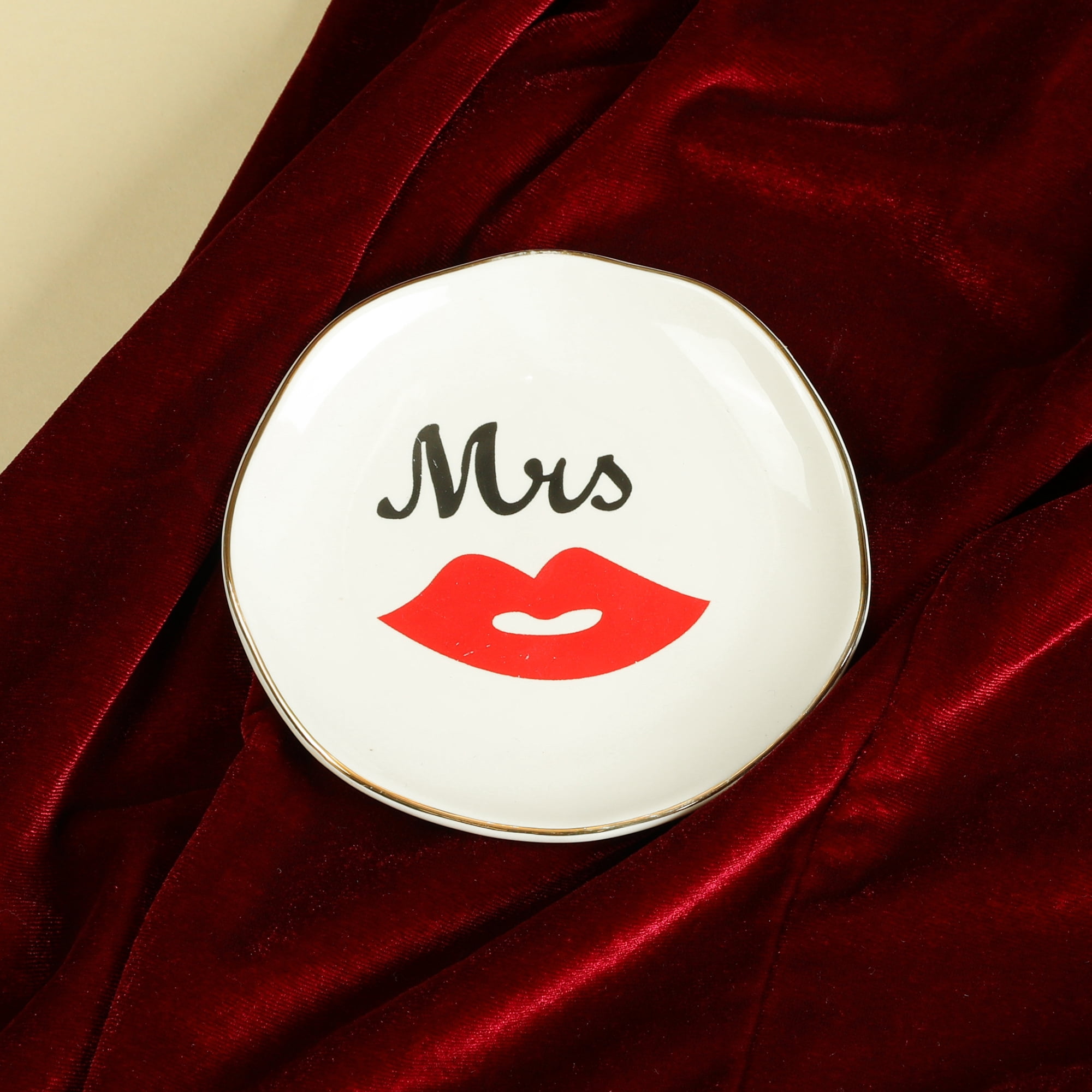 Unique Bargains Ceramic Jewelry Tray Trinket Dish Jewelry Boxes White Mrs Pattern