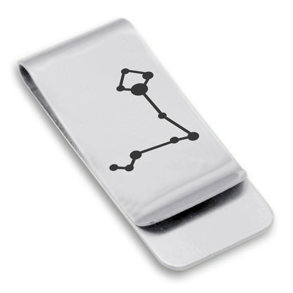 Stainless Steel Pisces (Two Fishes) Astrology Constellation Classic Slim Money Clip Credit Card Holder