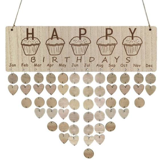Calendar Board, Wooden Calendar Wall Hanging Birthday Reminder Plaque, Calendar Board Decorative Crafts,with 100 Wooden Tags