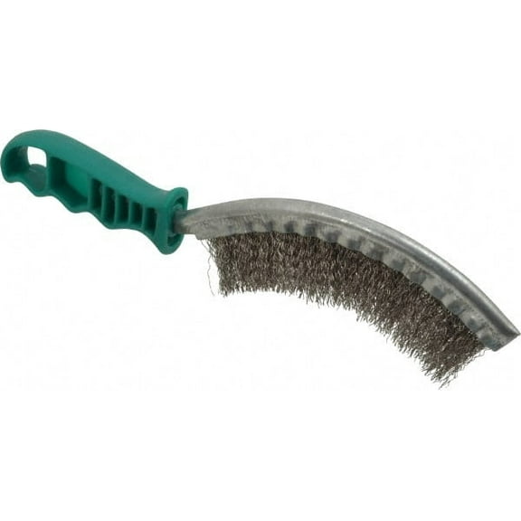 Value Collection - 1" Trim Length Stainless Steel Scratch Stain Steel Brush - 5-1/2" Brush Width, 10" OAL, 1" Trim Length, Plastic Handle (12 Pack)