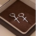 thumbnail image 4 of 925 Sterling Silver Cross Hoop Earrings for Women Teens Cross Huggie Hoop Earrings Dangle, 4 of 5