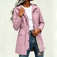 thumbnail image 2 of HappyYEE Women's Rain Coat with Drawstring Waist Plaid Lined Hooded Windbreaker Lightweight Waterproof Rain Jacket with Pockets M, 2 of 9