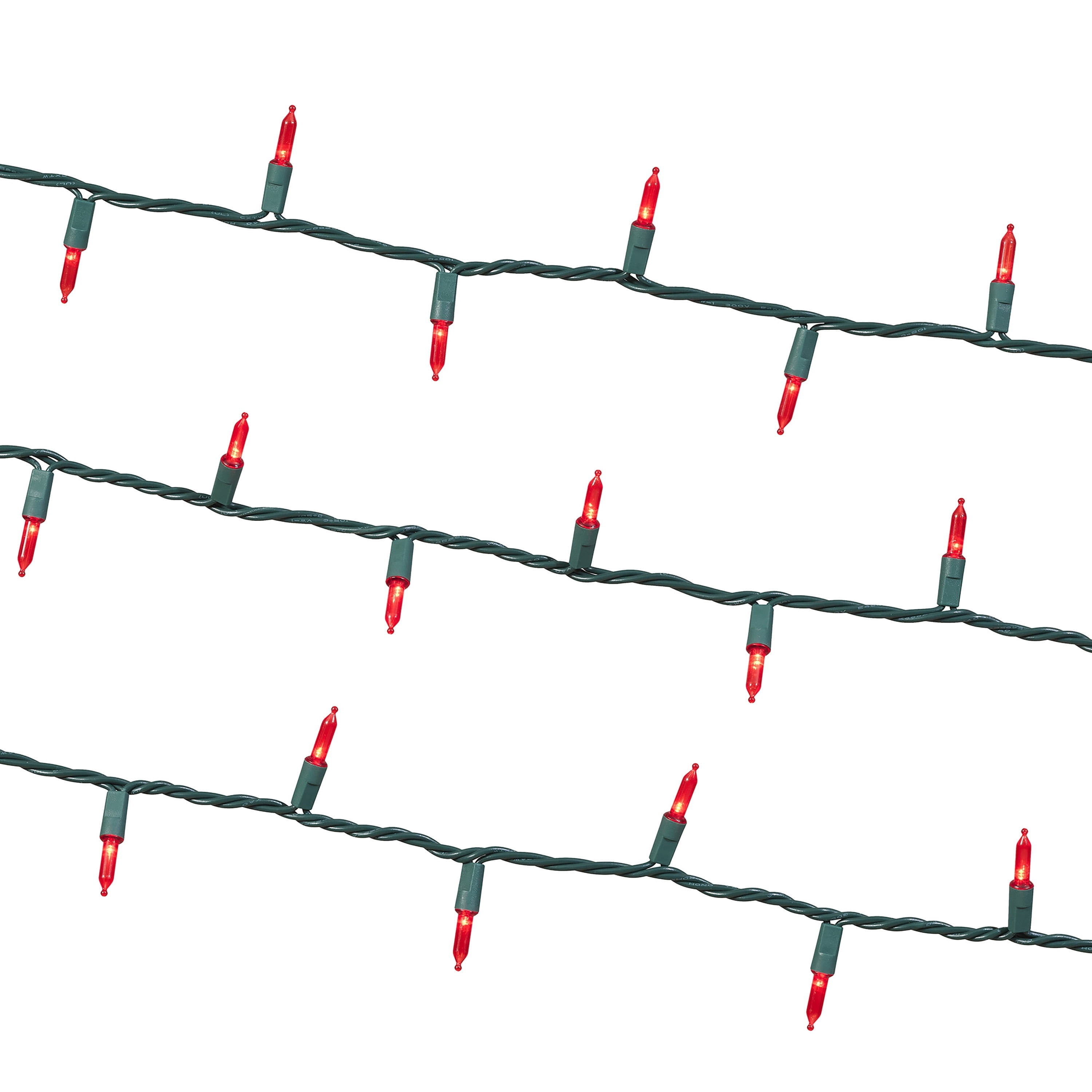 Indoor/Outdoor 50-Count LED Mini Christmas String Lights, Red, Green Wire, 9.5', by Holiday Time