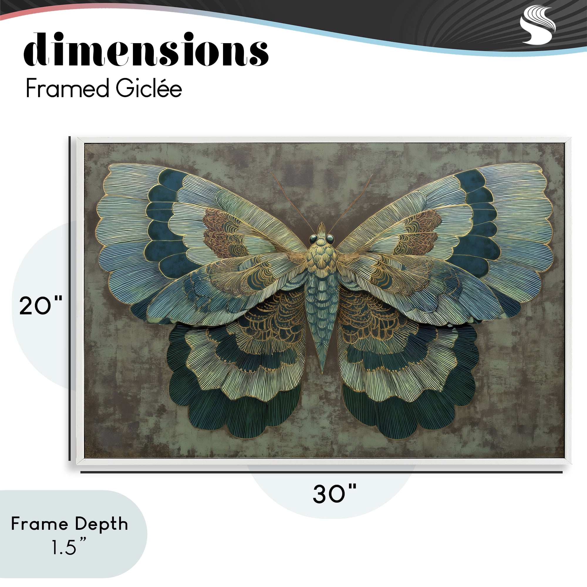 Stupell Industries Golden Jewel Butterfly White Framed Giclee Art, design by Petal Prints Design
