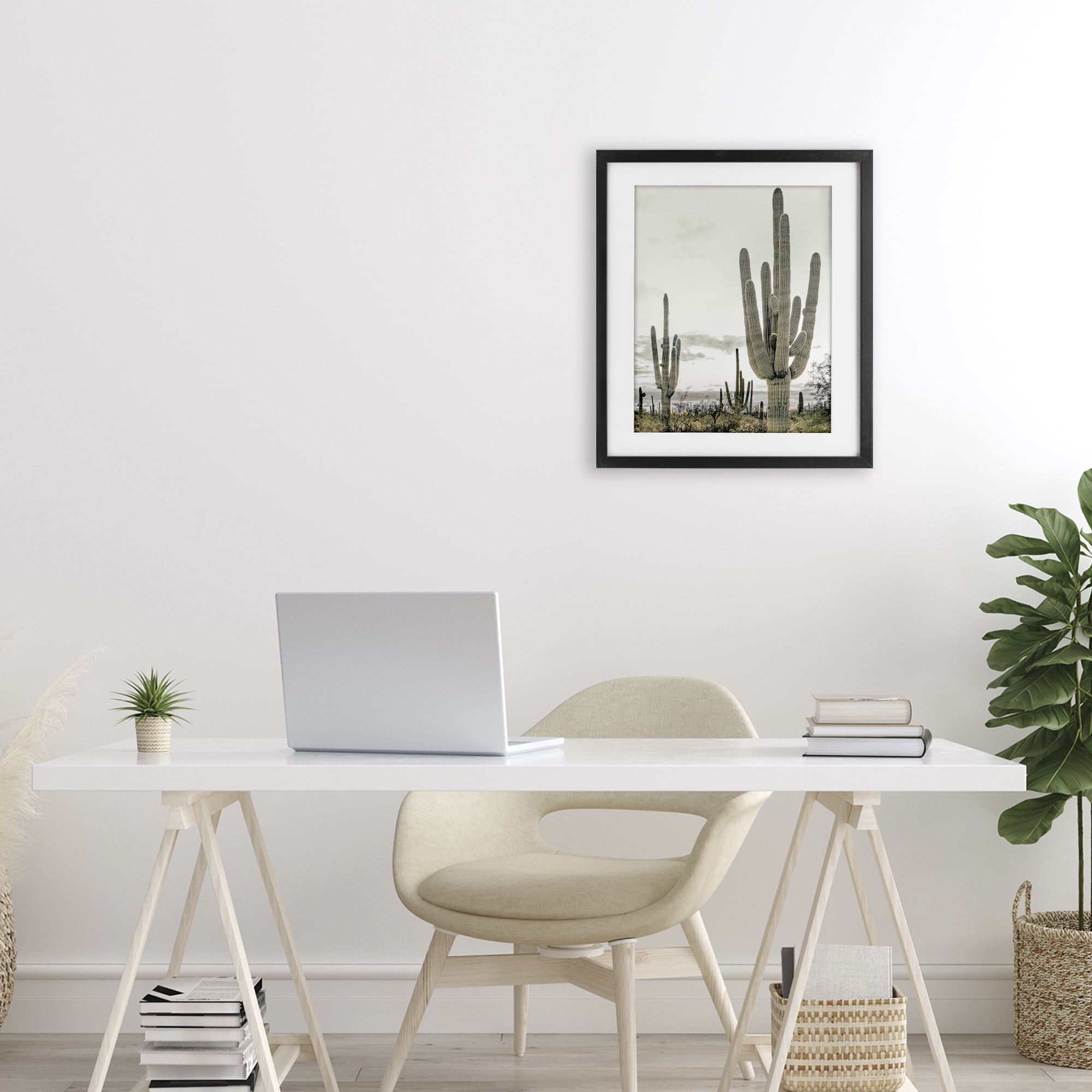 Stupell Industries Subdued Desert Cacti Black Framed Print Under Glass, design by Kim Allen