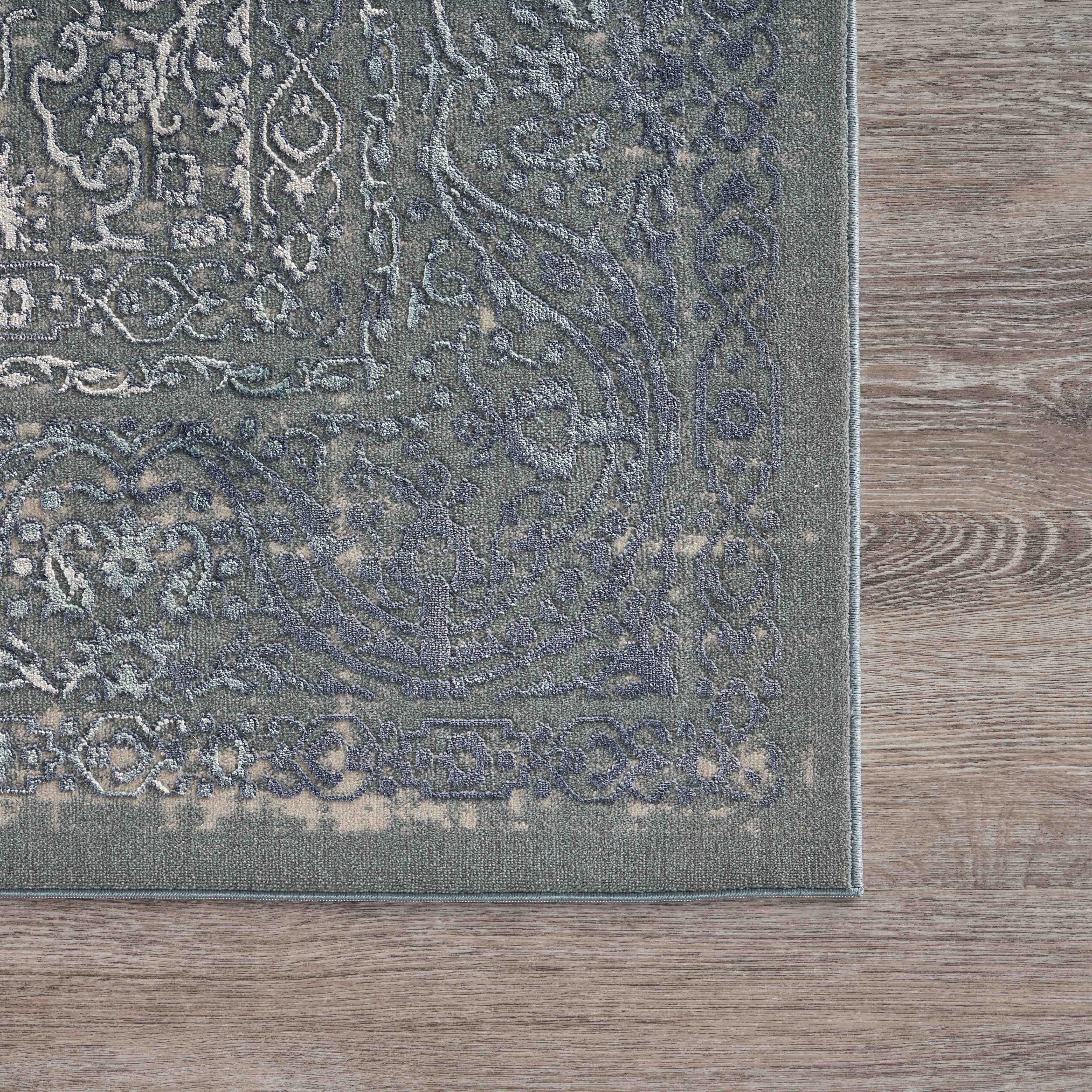 Lr Home Neutral Distressed Accent Rug, Blue / Gray, 1'10" x 3'