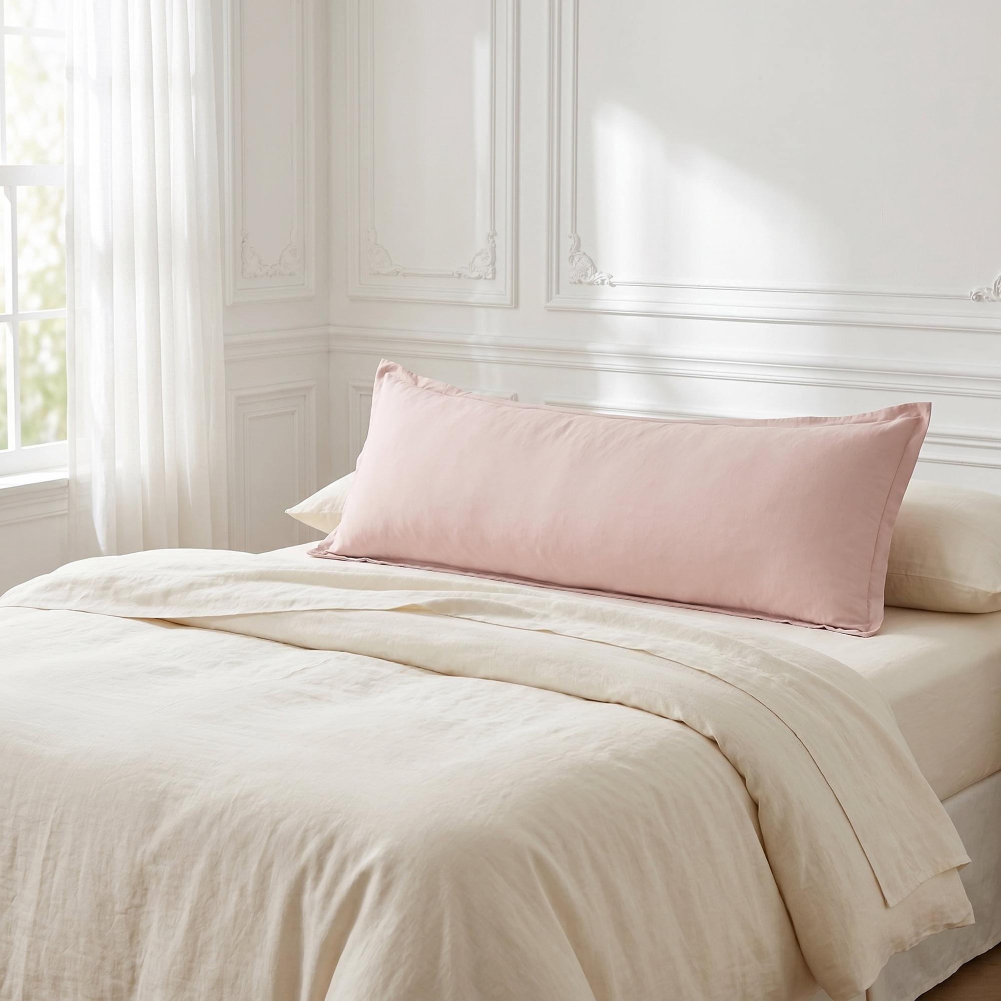 Unique Bargains 1 Pack Soft Cooling Cotton Pillow Covers Wrinkle Resistant Light pink