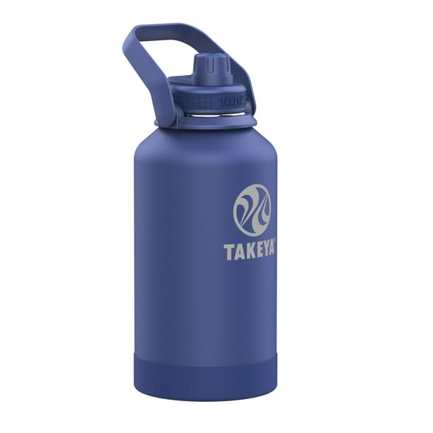 Takeya Pickleball Botella De Agua Aislada De Acero Inoxidable Con Tapa A Elección Y Asa De Transporte 64 Onzas Rally Blue