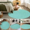 thumbnail image 6 of Turquoise 3ft Round Rug, Farmhouse Burlap Solid Teal Color Modern Linen Texture Non-Skid Rubber Backing Large Area Rugs - Living Room Bedroom Home Office, Indoor Floor Mat Carpets Washable Rug, 6 of 9