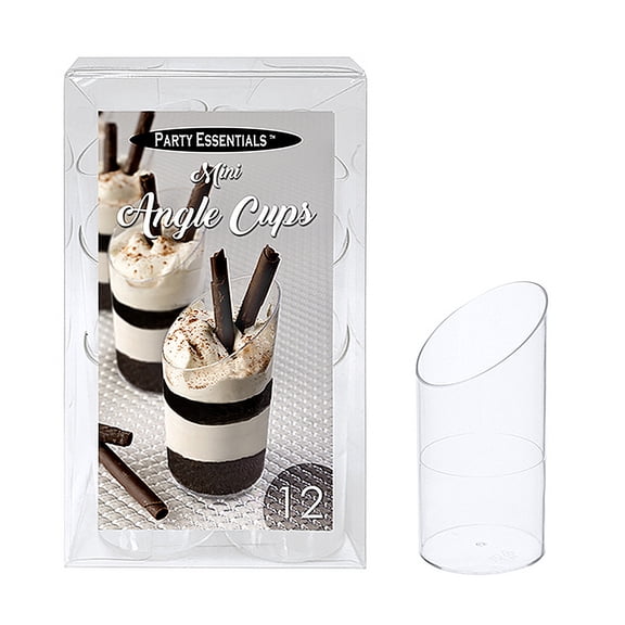 1 - Party Essentials 3 Oz. Mini Angle Cups - Clear 12 Ct.