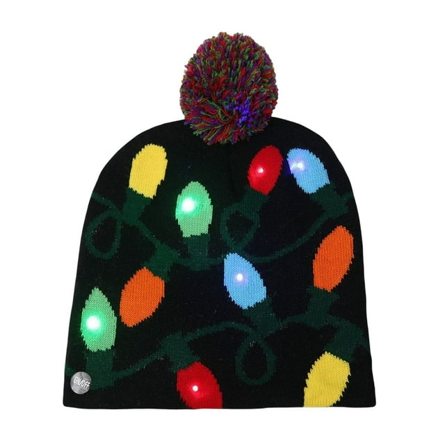 Colorful Light-up Knitted Hat Add Great Christmas Vibe Party Outfit Cloth Matching