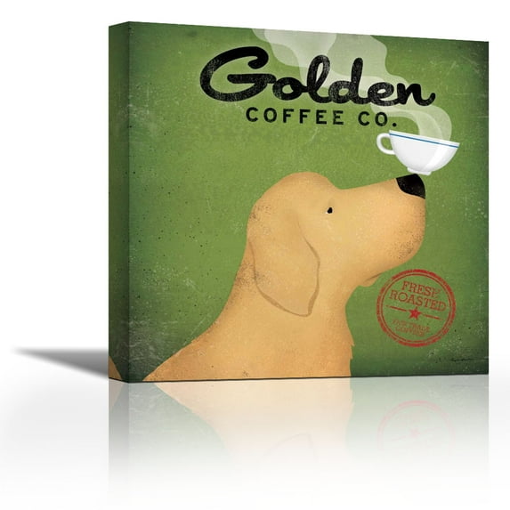 Golden Coffee Co - Contemporary Fine Art Giclee on Canvas Gallery Wrap - wall décor - Art painting - 24 x 24 Inch - Ready to Hang