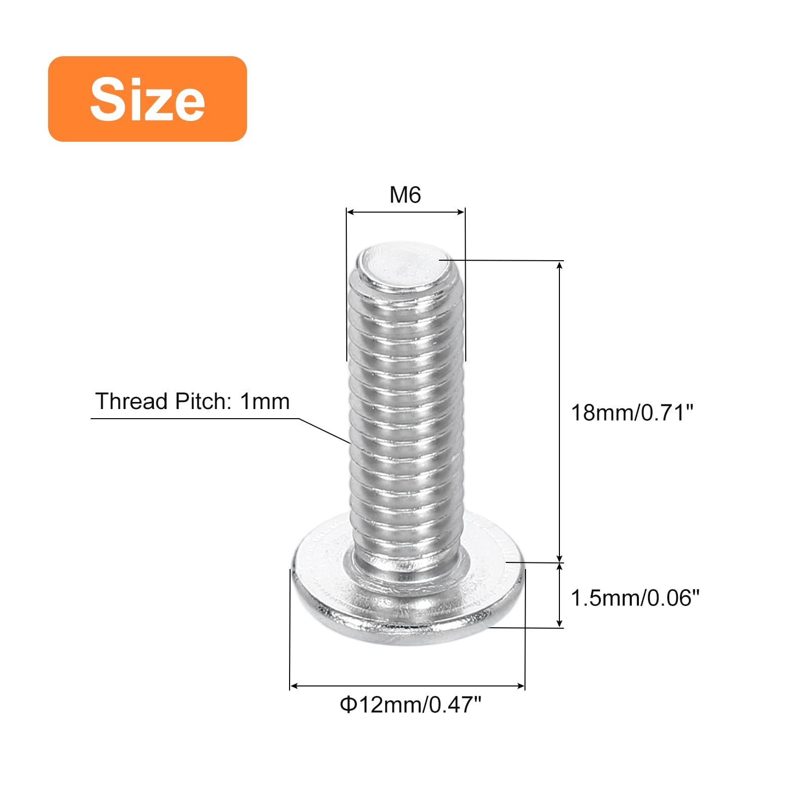 M6-1 x 18mm 100Pack Metal Flat Round Head Screws Phillips Drive Machine Bolt