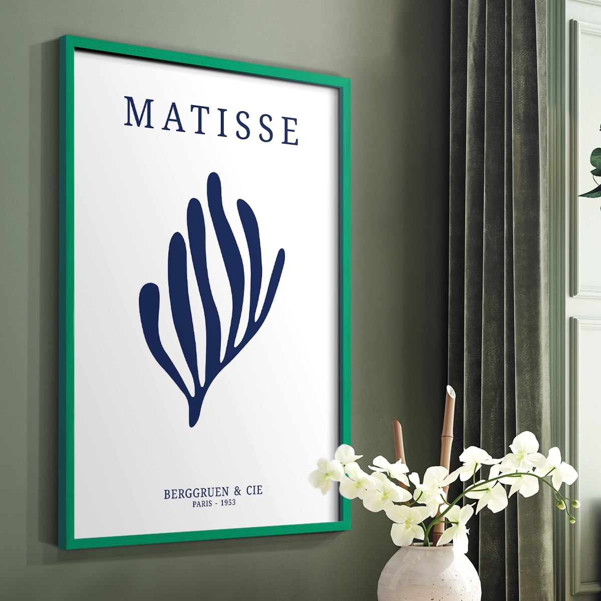 Matisse CDXIII in Green Solid Wood Framed Print No Nail Hanging