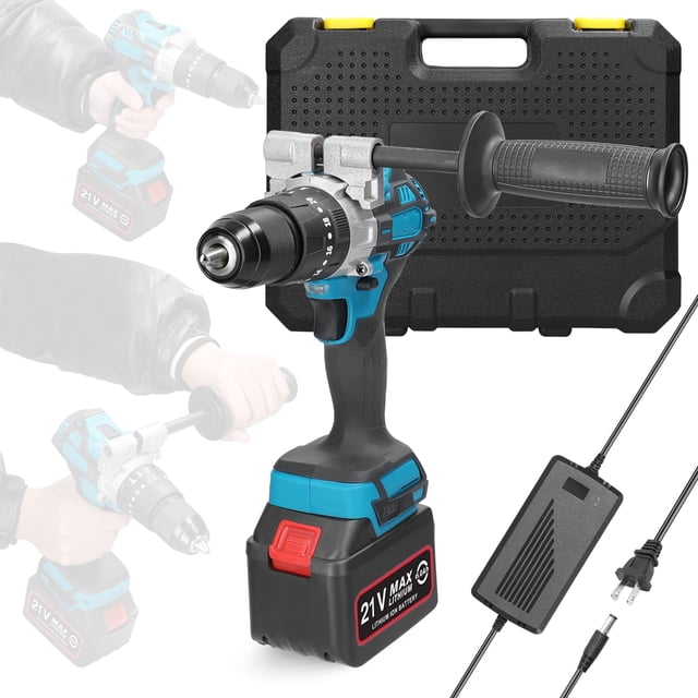 Yeacher Perceuse Électrique Domestique 120Nm Multifonction 21V 2 Modes de Fonctionnement Contrôle de Vitesse 3 Modes de Travail Régulation Continue de la Vitesse Modes de Rotation Ajustement 20 Vitesses de Couples Mini Tournevis Ajustable