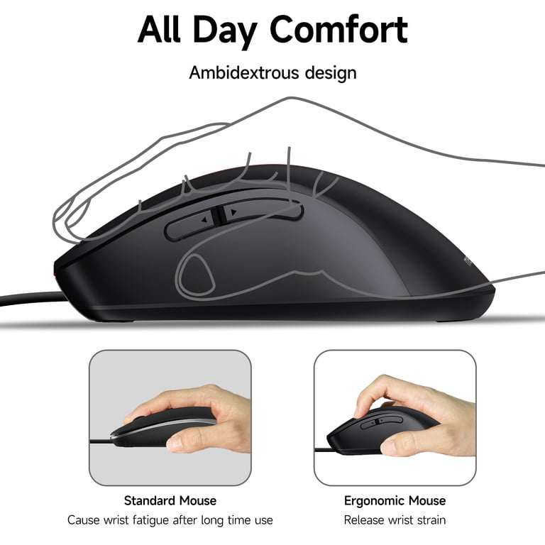 Halokin Wired Mouse, 5-Button Ergonomic USB photo 7