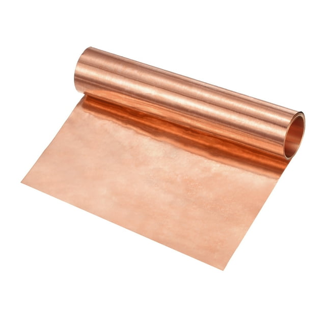 Rollo de lámina de cobre Uxcell, 2000 x 100 x 0.02mm/ 6.56ft x 3.9" x 0.001" Rollo de lámina de cobre para reparación del hogar/ bricolaje