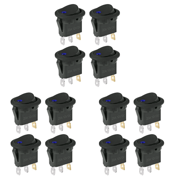 4pcs Interruptor Balancín Iluminado DC 12V 20A para Automóvil () Azul
