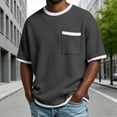 thumbnail image 2 of NinXxx Men's Summer Knit Pocket Breathable Casual Blend Comfort Tee Grey L, 2 of 6