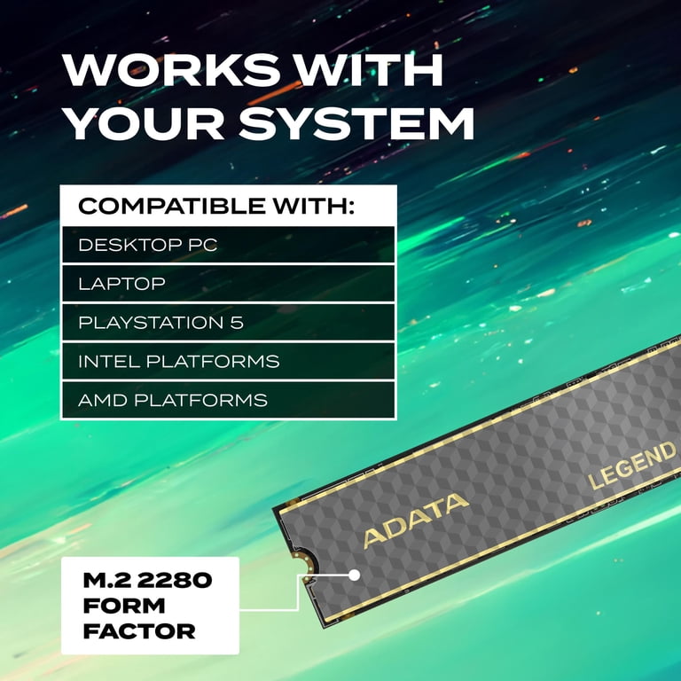 ADATA LEGEND 860 2TB PCIe Gen4 NVMe M.2 Internal SSD, 6000MB/s
