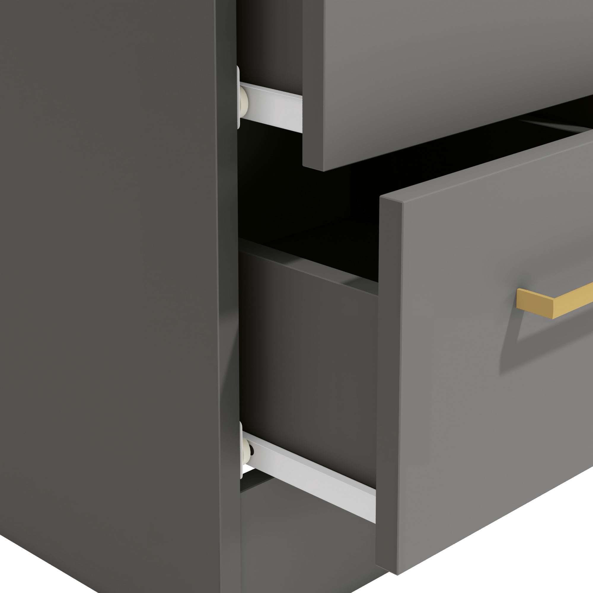 Kappesberg Jolyne 2-Drawer Nightstand Set of 2 with Gold Handles, Gray – Modern Bedroom Storage for Adults and Teens