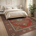 thumbnail image 3 of ODIKA 8'x10' Washable Area Rug Boho Faded Large Crimson Field Featuring Ornate Scrollwork Bohemian for Dining Room, Office, Lounge, Non-Slip Chair-Friendly Mat, 3 of 7