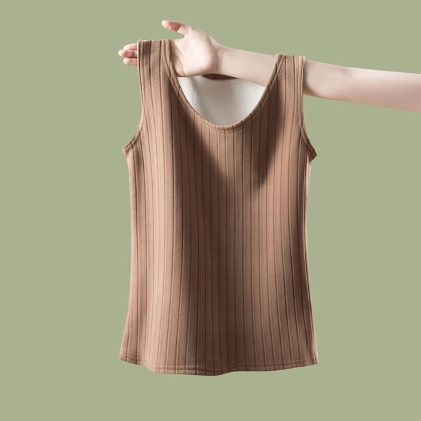 Ropa interior térmica para mujer, color sólido, cuello redondo, rayas, con base de terciopelo grueso, cubrecopas, pijama de poliéster para mujer
