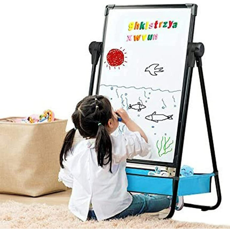 Kidzlane Art Easel for Kids | Wooden Toddler Easel | Double Sided Standing Chalkboard